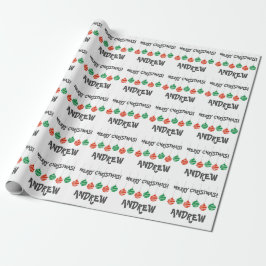 Papier Cadeau Joyeux le Noël rouge et vert badine le