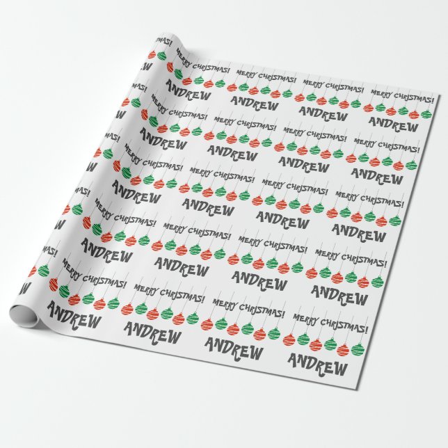 Papier Cadeau Joyeux le Noël rouge et vert badine le (Déroulé)