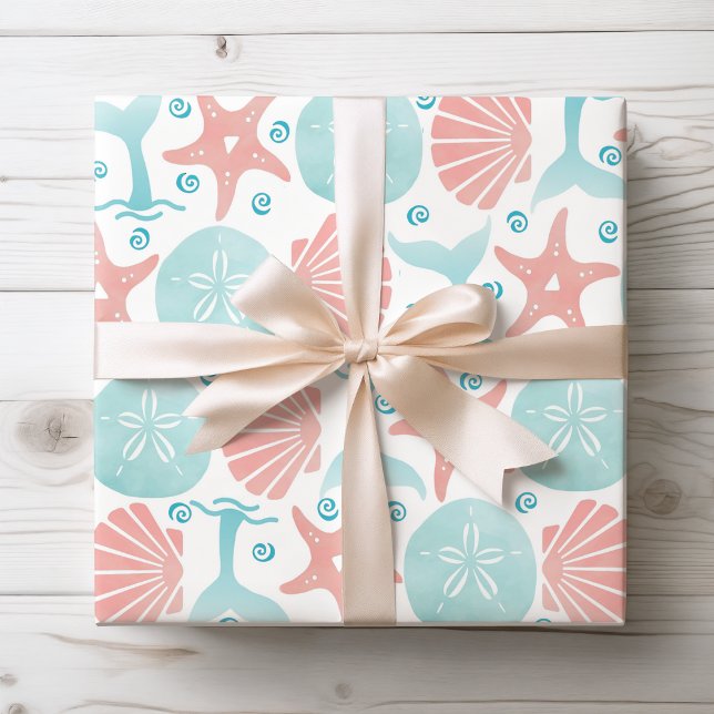 Papier Cadeau Joyeux littoral | Nautical Beach Motif Noël (Créateur téléchargé)