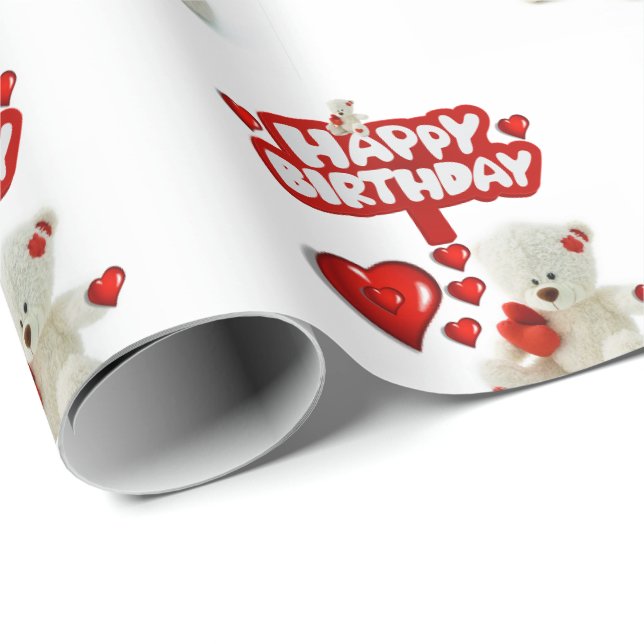 Papier Cadeau Joyeux Livre d'Enveloppement Anniversaire Blanc Te (Coin rond)