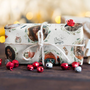 Papier Cadeau Joyeux moments d'hiver Photos de famille Noël