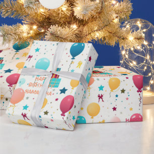 Papier Cadeau Joyeux Motif d'anniversaire coloré