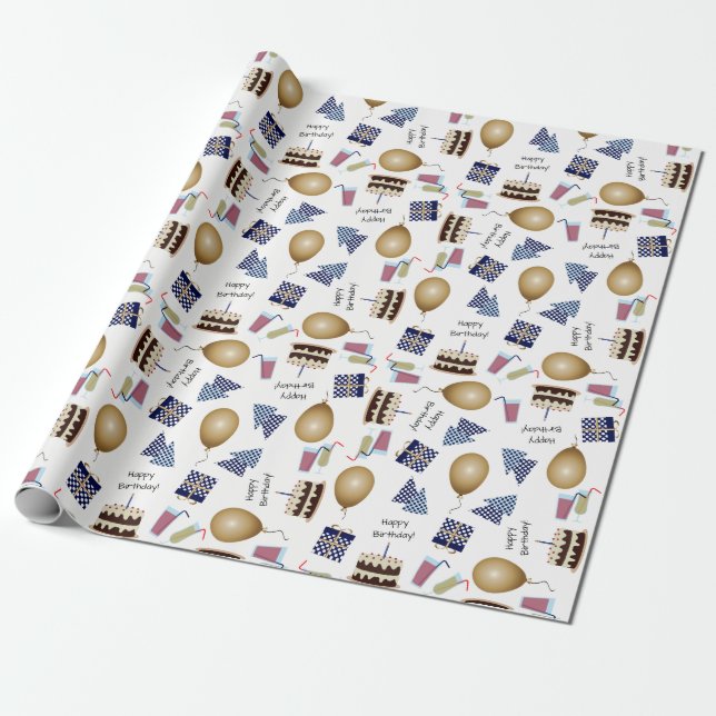 Papier Cadeau Joyeux Motif d'anniversaire en papier d'enveloppem (Déroulé)
