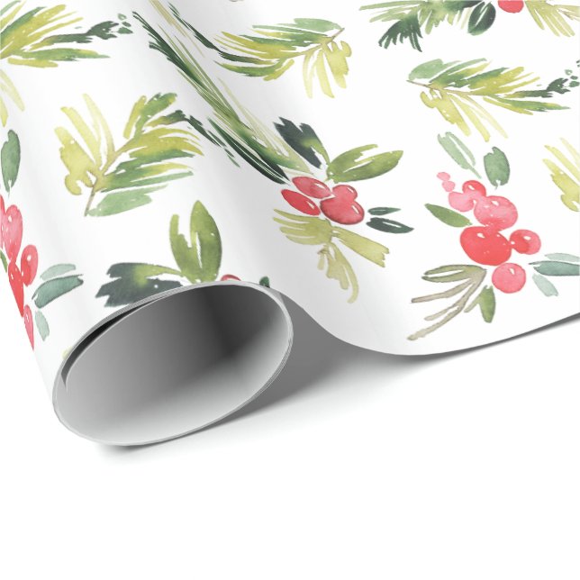 Papier Cadeau Joyeux motif de Noël du gui | (Coin rond)