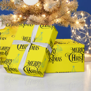 Papier Cadeau Joyeux Noël à Noël moutarde