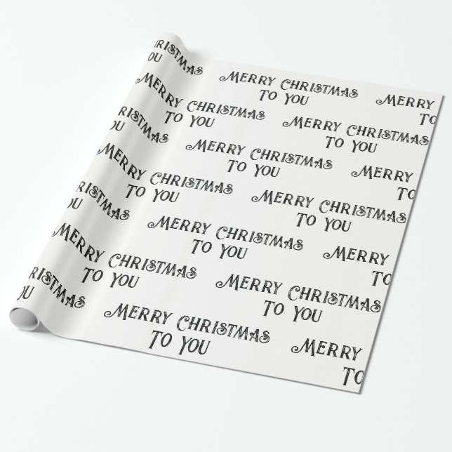 Papier Cadeau Joyeux Noël à vous Black and White Festive (Déroulé)