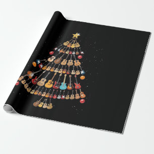 Papier Cadeau Joyeux Noël Arbre de Noël Ukulele Instrument