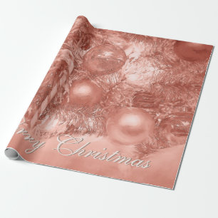 Papier Cadeau Joyeux Noël Arbre Rose Gold Holiday