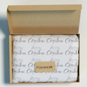 Papier Cadeau Joyeux Noël Argent Gris Burlap Linge Cottage