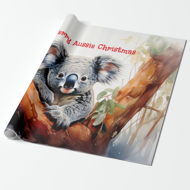 Papier Cadeau Joyeux Noël australien Koala (Déroulé)