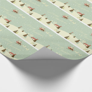 Papier Cadeau Joyeux Noël avec le père noël, Rudolfs, dans la