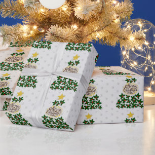 Papier Cadeau Joyeux Noël avec sapin de Noël