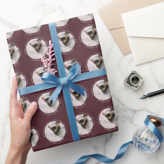 Papier Cadeau Joyeux Noël avec un cercle photo chocolat (Cadeaux)