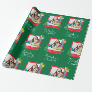 Papier Cadeau Joyeux Noël avec une image verte
