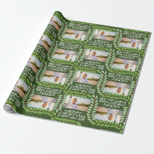 Papier Cadeau Joyeux Noël avec une photo horizontale - vert