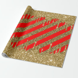 Papier Cadeau Joyeux Noël - bande de parties scintillant rouge