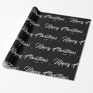 Papier Cadeau Joyeux Noël blanc et noir -
