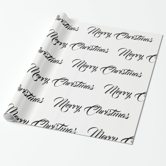 Papier Cadeau Joyeux Noël blanc et noir - (Déroulé)
