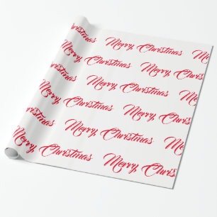 Papier Cadeau Joyeux Noël blanc et rouge -