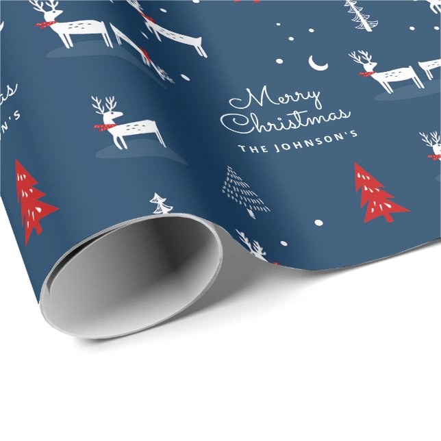 Papier Cadeau Joyeux Noël Bois d'hiver Enveloppement personnalis (Coin rond)