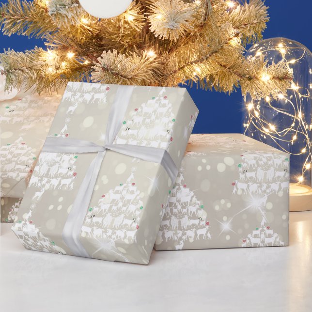 Papier Cadeau Joyeux Noël Chèvre Arbres de Noël (Vacances)