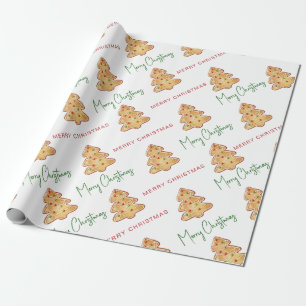 Papier Cadeau Joyeux Noël Cookie Motif Script