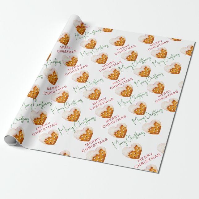 Papier Cadeau Joyeux Noël Cookie Motif Script (Déroulé)