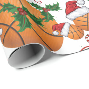 Papier Cadeau Joyeux Noël de basket-ball Père Noël