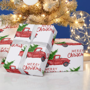 Papier Cadeau Joyeux Noël de camion rouge