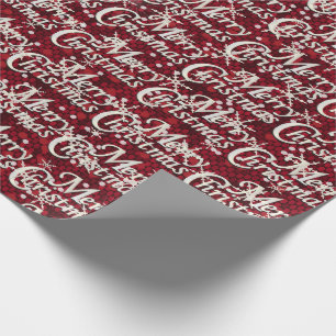 Papier Cadeau Joyeux Noël de confettis rouge foncé