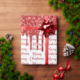 Papier Cadeau Joyeux Noël de la parties scintillant rouge