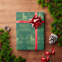 Joyeux Noël Deer Gold Green Modern