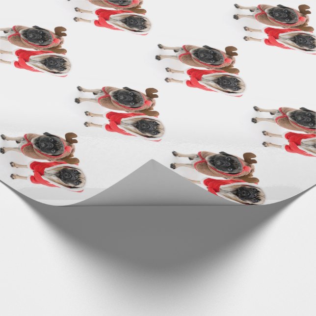 Papier Cadeau Joyeux Noël des carlins (Coin)