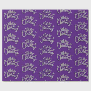 Papier Cadeau Joyeux Noël Design scintillant violet et argent