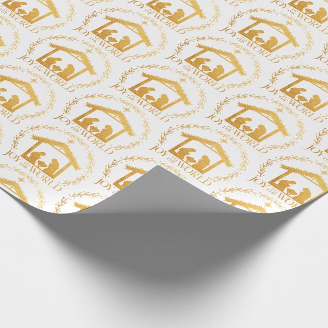 Papier Cadeau Joyeux Noël d'or au monde (Coin)