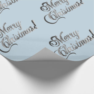 Papier Cadeau Joyeux Noël doux bébé bleu gris argent