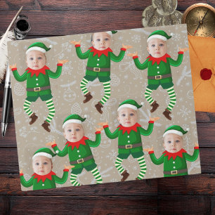 Papier Cadeau Joyeux Noël Drôle Père Noël Elfes visage personnal