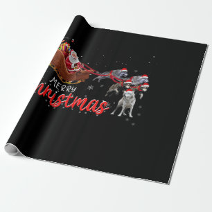 Papier Cadeau Joyeux Noël drôle Père Noël équitation Wolf