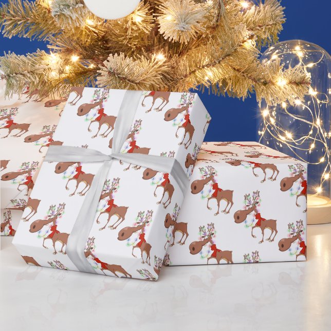 Papier Cadeau Joyeux Noël Drôle Rennes (Vacances)