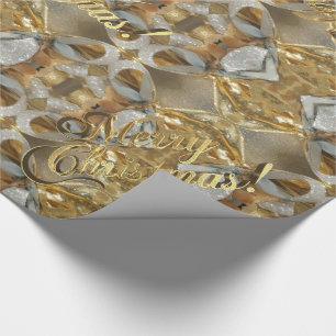 Papier Cadeau Joyeux Noël Elégant Faux Gold Argent Script Wr