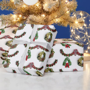 Papier Cadeau Joyeux Noël Élégant Garland moderne Wreath