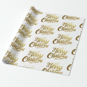 Papier Cadeau Joyeux Noël Elégant Gold Script Holiday