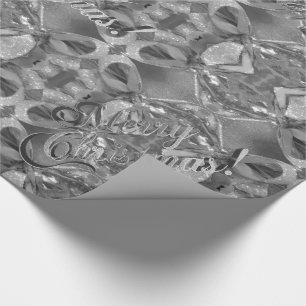 Papier Cadeau Joyeux Noël Elégant Gris Faux Argent Script