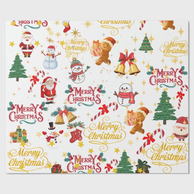 Papier Cadeau joyeux noël emballage (Plat)