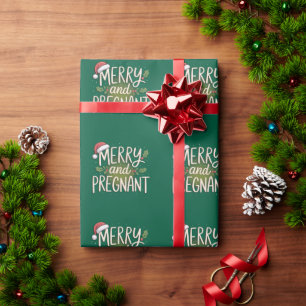 Papier Cadeau Joyeux Noël enceinte annonce de grossesse Xmas