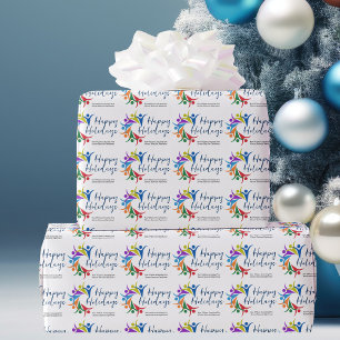 Papier Cadeau Joyeux Noël Entreprise personnalisée Arc-en-ciel d
