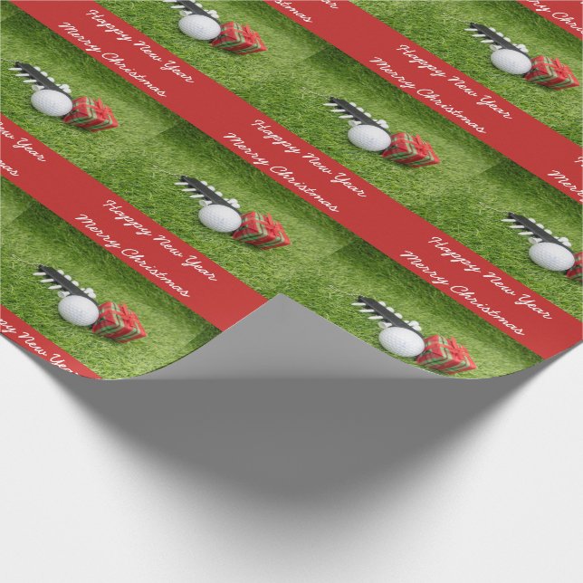 Papier Cadeau Joyeux Noël et Joyeux Nouvel An pour golfeur (Coin)