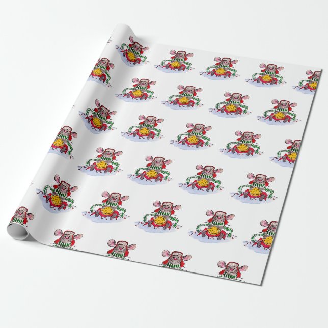 Papier Cadeau Joyeux Noël et joyeux Souris au fromage du Nouvel  (Déroulé)