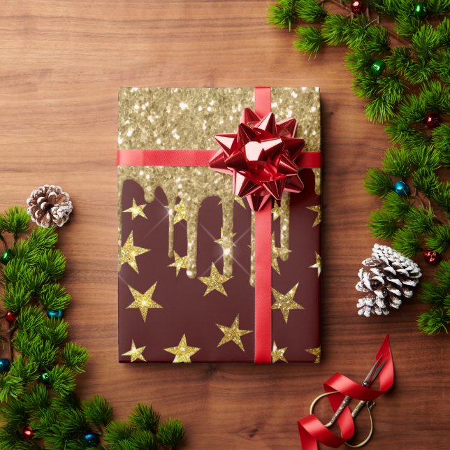 Papier Cadeau Joyeux noël - étoile de parties scintillant (Cadeau de vacances)