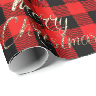 Papier Cadeau Joyeux Noël Faux Gold Parties scintillant Script B